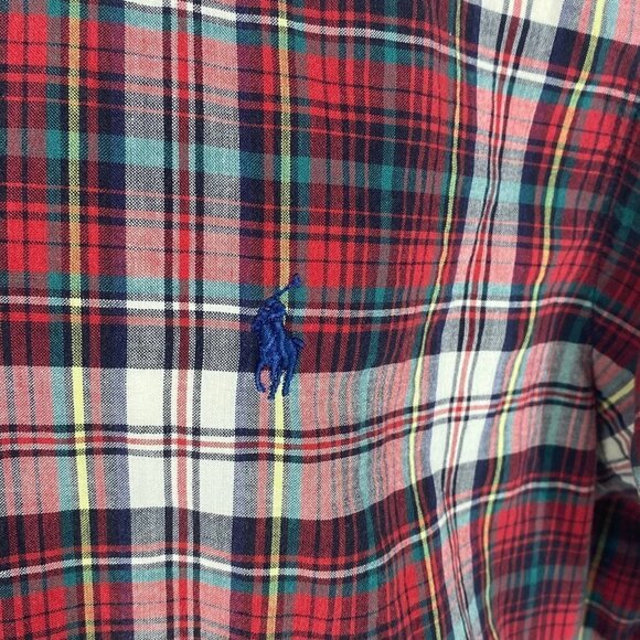 Ralph Lauren Men’s Classic Fit Short Sleeve Red Plaid Button Down Shirt Size L - Picture 3 of 9